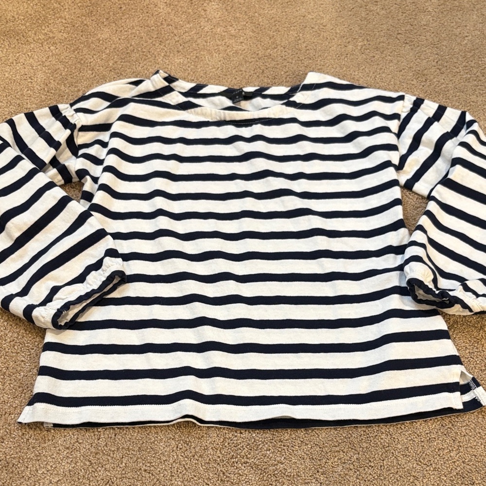 Jcrew women’s long pouf sleeve striped boat shirt